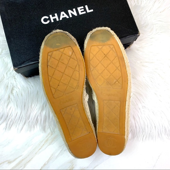 COPY - Chanel Beige & Black Linen Espadrilles - Picture 6 of 7